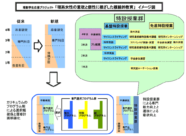 理系女性の意欲と個性に根ざした複線的教育(イメージ図)